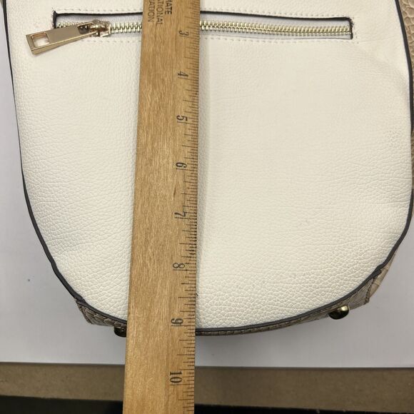 LADIES WHITE LEATHER LIKE SHOULDER-HANDBAG WITH Faux Alligator Side Est 1946 - Picture 7 of 8